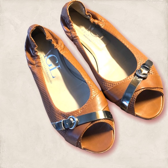 COPY - AGL Tan Perforated Leather Wedge Flats 39/8.5-9 - Picture 3 of 11